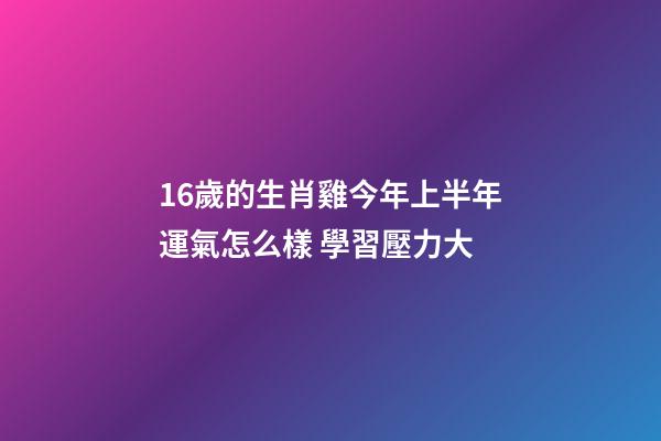 16歲的生肖雞今年上半年運氣怎么樣 學習壓力大